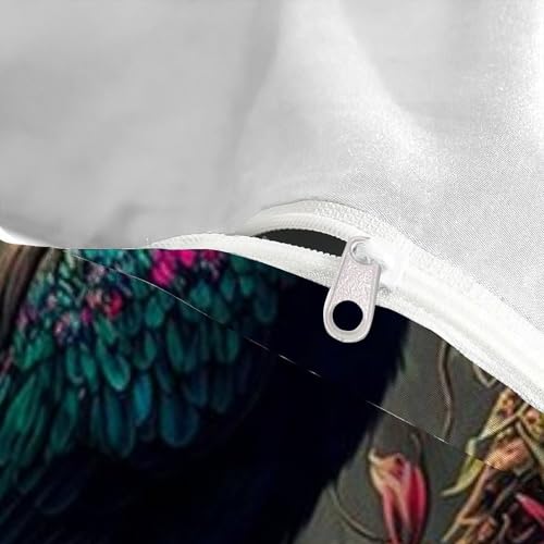 Fermeture éclair pratique sur cette housse de couette double toucan 3D - 5
