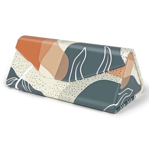 NPOOYI Sunglasses Case, Foldable Glasses Case, Magnetic PU Leather Hard Shell Folding Eyeglass Holder Box, Collapsible Unisex for Women Men, Boho Leaf