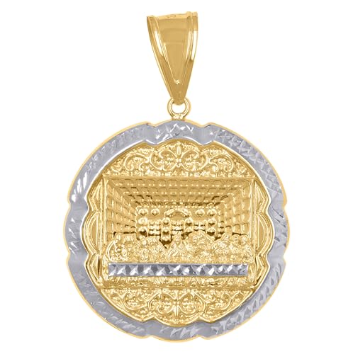 Jewels By Lux 10kt Gold Two-Tone Diamond-Cut Mens Last Supper Religious Medallion Charm Pendant