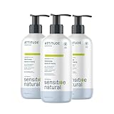 ATTITUDE Hand Soap for Sensitive Skin Enriched with Oat, EWG Verified, Dermatologically Tested, Vegan, Extra Gentle, Unscented, 16 Fl Oz (Pack of 3)
