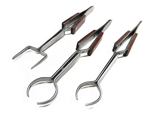 FIBER GRIP TWEEZERS CROSSLOCK HOLDING SPECIAL SHAPES ROUND SQUARE PIECES SET 3PC (E 4)