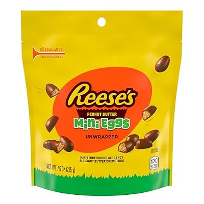 بيض صغير من كريمة زبدة الفول السوداني والشوكولاتة غير المغلفة من Reese's، كيس حلوى عيد الفصح، 7.6 أونصة