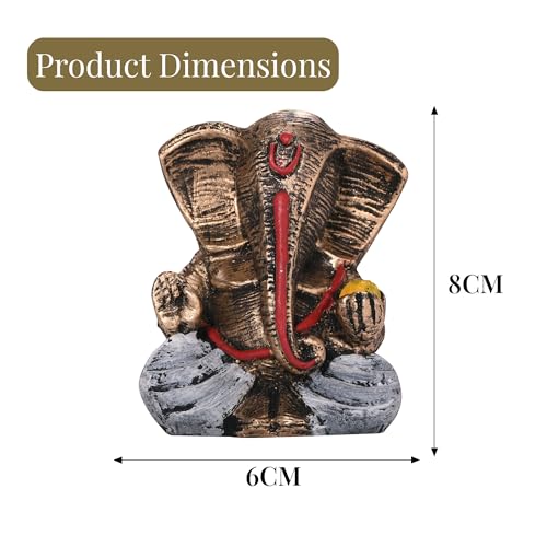 Image of Kuber Industries Set of 3 Small Bal Ganesha Figurines for Car Dashboard | Resin Ganpati Murti | Idols for Home Decor /Temple /Office Desk & Puja | Brown