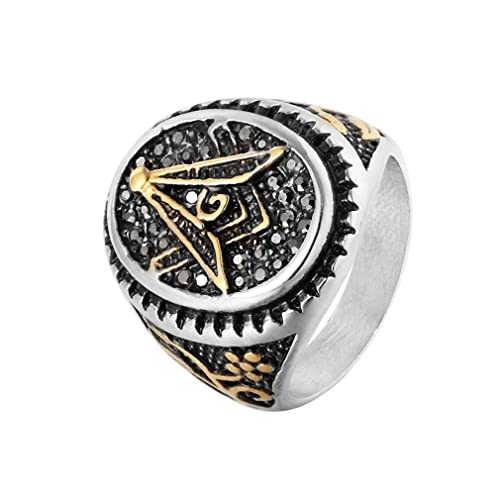 PikaLF Anillo masónico para hombre, anillo masónico de árbol de la vida, anillo masónico de oro con símbolo de masón, anillo masónico de hip hop, anillo de amuleto religioso, regalo de joyería
