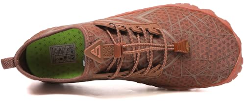 UBFEN Water Shoes Aqua Swim Shoes Mens Womens Beach Sports Quick Dry Barefoot for Boating Fishing Diving Surfing Brown Color Size US 12 Women 10 Men