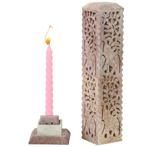 Carry Me Handmade Marble Soapstone Incense Stick Burner | Candle Stick Holder | Tea Light Stand - Perfect Elephant Carving For Gifting. Decorative Home And Kitchen Decor (3 X 3 X 11 Inches) #TOP2