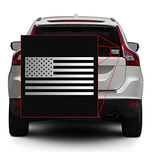 Image of American US Flag [Pick Color /Size] Vinyl Decal Sticker for Laptop /Car /Truck /Window /Bumper (10in x 5.5in, Matte Metallic Silver)