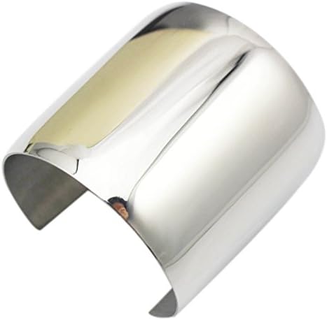 COUYA Silver Wide Cuff Bracelet Stainless Steel Smooth Polish Bangle for Women Ladies