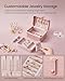 SONGMICS Jewelry Organizer Box, Travel Jewelry Case, 2-Layer Travel Case for Earrings, Necklaces, Bracelets - Portable Jewelry Storage with Large Capacity, Gift Idea, Jelly Pink UJBC166R01