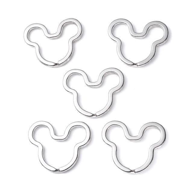 KXJHY 25PCS Mouse Head Shape Key Rings, Crafts DIY Keychain Metal Key Rings for Home Car Office Organization, Arts Crafts Projects (Silver)