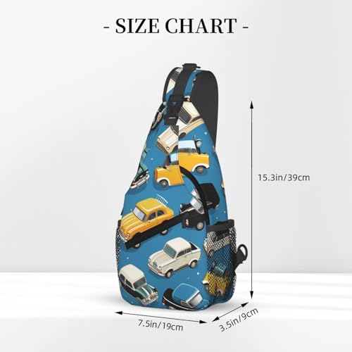 Bolso Sling cruzado unisex patrón cars negro miniatura 2
