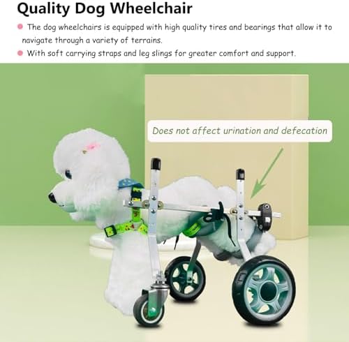 Extra Small Dog Wheelchair - 4 Wheel Pet Mobility Aid for Injured Back Legs, Puppy Cart with Harness for Dachshunds and Weak Limb Cats (XXXS)
