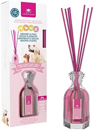 CRISTALINAS Pet Odour Eliminating Reed Diffuser, Reed Diffuser, Air Freshener, 90ml / 12 weeks, 0% alcohol, Fluffy Towels
