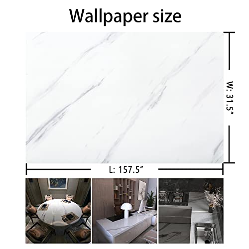 Image of BAYYA Extra Wide Marble Granite Peel and Stick Wallpaper Ivory White