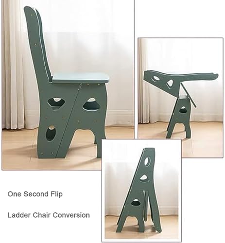 Wooden Folding Ladder Chair Stool - Non-Slip Design, Versatile Plant Stand & Dining Chair for Home, Office, Kitchen - Stylish Cactus Pattern (LP 005, Color Options)