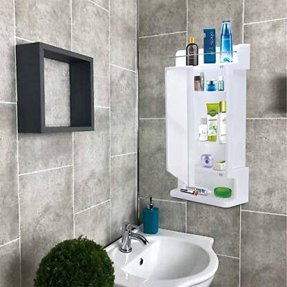 Morris-Rich-Look-Bathroom-Cabinet-Mirror-Wall-Shelf-washbasin-Organizer-Storage-Rack-Home-Office-Parlor-Salon-White Morris Rich Look Bathroom Cabinet Mirror Wall Shelf washbasin Organizer Storage Rack Home Office Parlor Salon (White)