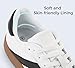 LUCKY STEP Men's Retro Fashion Sneakers Low Top Comfort Trainers Casual Lightweight Classic Walking Shoes(9 M US White/Black//Grey)