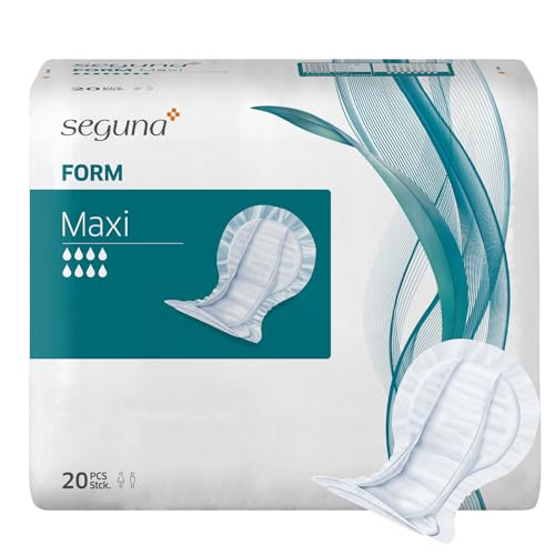 SEGUNA Form Maxi, Inkontinenzvorlagen für Frauen und Männer, Anatomische Vorlagen bei sehr schwerer Inkontinenz, Stuhlinkontinenz (Sparpaket (4 x 20 Stück))