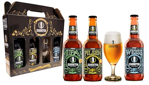 Kit de Cerveja Artesanal para Presente - Schornstein 3 Garrafas 500 ml + Taça 350 ml
