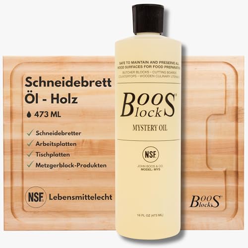 Boos Block Mystery Oil - 473 ML Holzöl Lebensmittelecht - Schneidebrett Öl Lebensmittelecht - Mineralöl Arbeitsplattenöl - Holzpflege