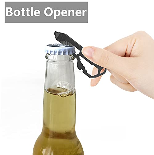 24 In 1 Multi-Tool Key,Key Pocket Tool For Universal Gadget Functions,Stainless Steel Keychain Multi-Tools for Screwdriver, Bottle Opener, Drill Driver, Box Cutter, Wrench, Ruler (Black)
