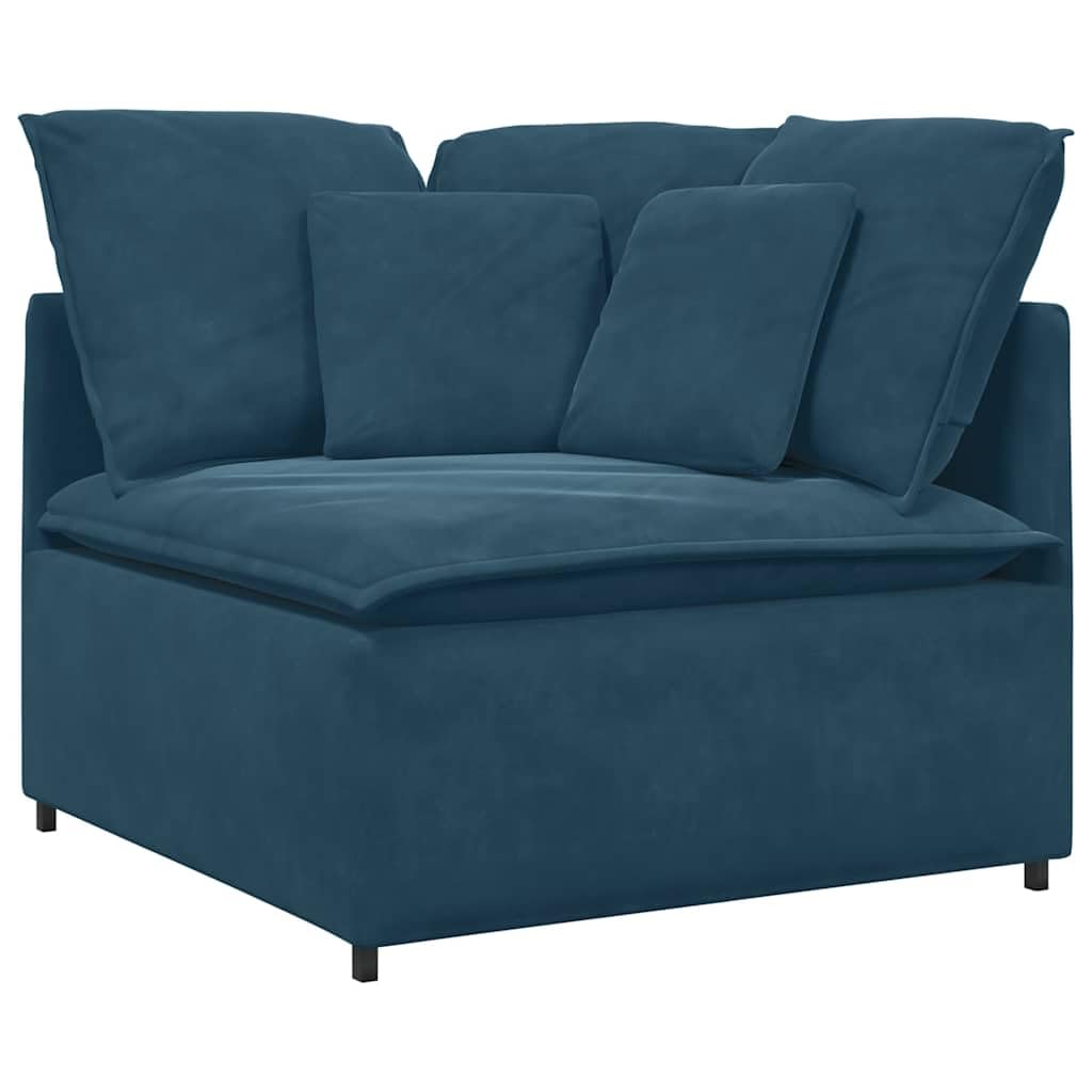 Sofá modular con reposapiés de terciopelo azul, 312 x 205 x 64 cm, elemento de montaje de 4 piezas con cojín, sofá esquinero versátil y esquina acolchada para salón, salón y cine en casa
