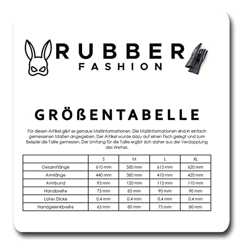 Rubberfashion lange Latex Handschuhe - Latexhandschuhe lang bis zum Oberarm für Damen und Herren Paar schwarz 0.4mm L