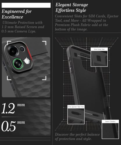 Image of WOW IMAGINE Back Cover for Oppo K13 Turbo 5G | K13 Turbo Pro 5G Hexa Cube Design | Soft Rubberised Case | Inner Velvet Fabric | Matte Silicone Flexible Mobile Case | Camera Protection - Black