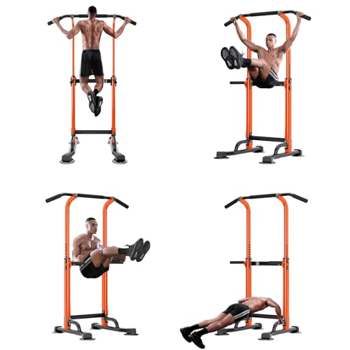 Image of SogesPower Power Tower Dip Station Pull Up Bar for Home Gym Adjustable Height Strength Training Workout Equipment,Pull Up Bar Station