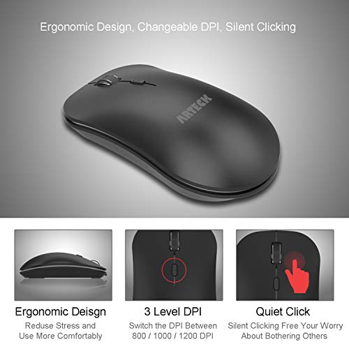 Arteck HW192MW162 2.4G Wireless Keyboard And Mouse Combo Stainless Steel Ultra Slim Full Size Keyboard And Ergonomic Mice For Computer Desktop Pc Laptop And Windows 11/10/8 Build In Rechargeable Battery thumb #2