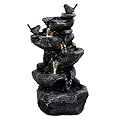 euppaury 5-Tiers Cascading Rock Water Fountain with LED Lights, Outdoor Water Fountain, Outside Garden Waterfall Decor for Patio, Backyard, Porch and Home Art Decor US Plug