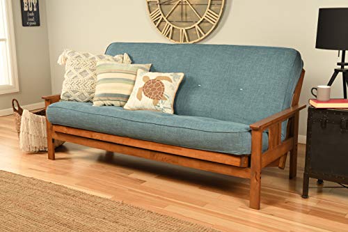 Kodiak Furniture Monterey Futon Set, No Drawers, with Barbados Base and Linen Aqua Mattress