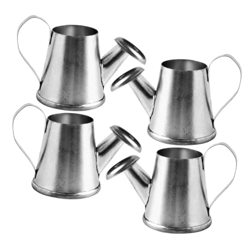 CIYODO 4 Piezas Mini Maceta de riego de Flores regadera Watering Can Inside Exterior Interior hervidor de Agua en Miniatura Lata de riego para pequeño Cubo de riego Planchar Silver