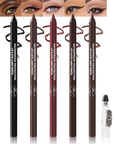 Set 5 Piezas Gel Eyeliner Lápices Waterproof Negro Marrón Burdeos miniatura 1