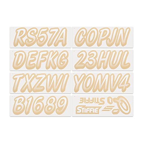 Image of STIFFIE Whipline White /Tan 3 inch Boat & PWC Registration Decals • Numbers Letters Stickers