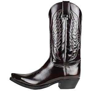 Mannen Western Cowboy Laarzen Winter Lederen Schoenen Geborduurde Hoge Laarzen Paar Schoenen Lichtgewicht Comfortabel Plus Size (Color : Dark brown, Size : 45 EU)