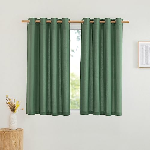 NICETOWN Short Thick Linen Curtains for Small Window, Grommet Bedroom Curtains & Drapes Privacy Added with Light Filtering Window Treatments for Bathr