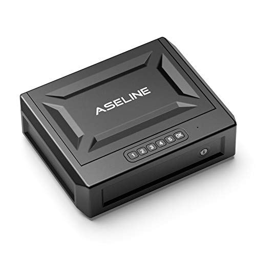 ASELINE Gun Safe Gun Safes for Pistols, Quick Access Handgun Safe Firearm Safety Device with Reliable Keypad or Key Lock, Portable Gun Security Safe Box for Home