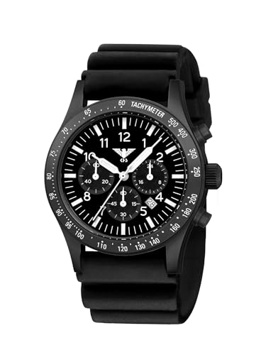 KHS Platoon Black Steel Solar Chronograph KHS.PLABSSC.DB mit Taucherband schwarz