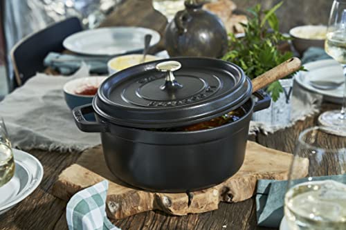 Image of Staub La Cocotte Round 40500-281 inchPico Cocotte Round, Black, 11.0 inches (28 cm), Two-Handed, Enameled Pot, Waterless Cooking, Induction Compatible