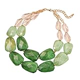 YUPEIUKLI - Collar Ajustable de Cadena de clavícula con Cuentas acrílicas de Doble Capa para Mujer, joyería de Vacaciones