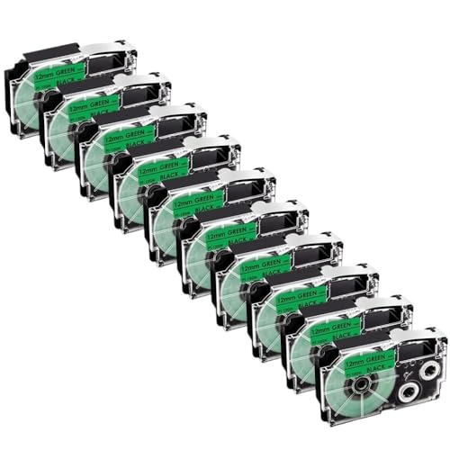 10pcs xr12we 12mm�݊����x���e�[�vxr-12we xr 12we black on white with KL-60 kl-100���x���v�����^�[(Black on Green)