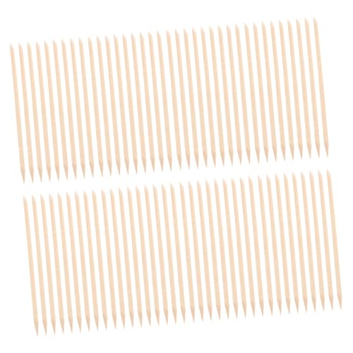 FOMIYES 100pcs Manicure Pusher and Ring Set Wood Nail File Cuticle Trimmer Stick for Nail Art