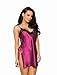 Dreamgirl Women's Silky Satin Charmeuse Toga Chemise with Contrast Lace Trim