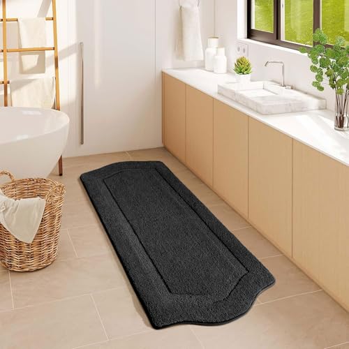 TANVILL Bathroom Rugs Runner 24x60, Long Bath Rug Non-Slip, Extra Soft Absorbent Shaggy Large Bath Mats for Bathroom, Black by TANVILL - Image 2