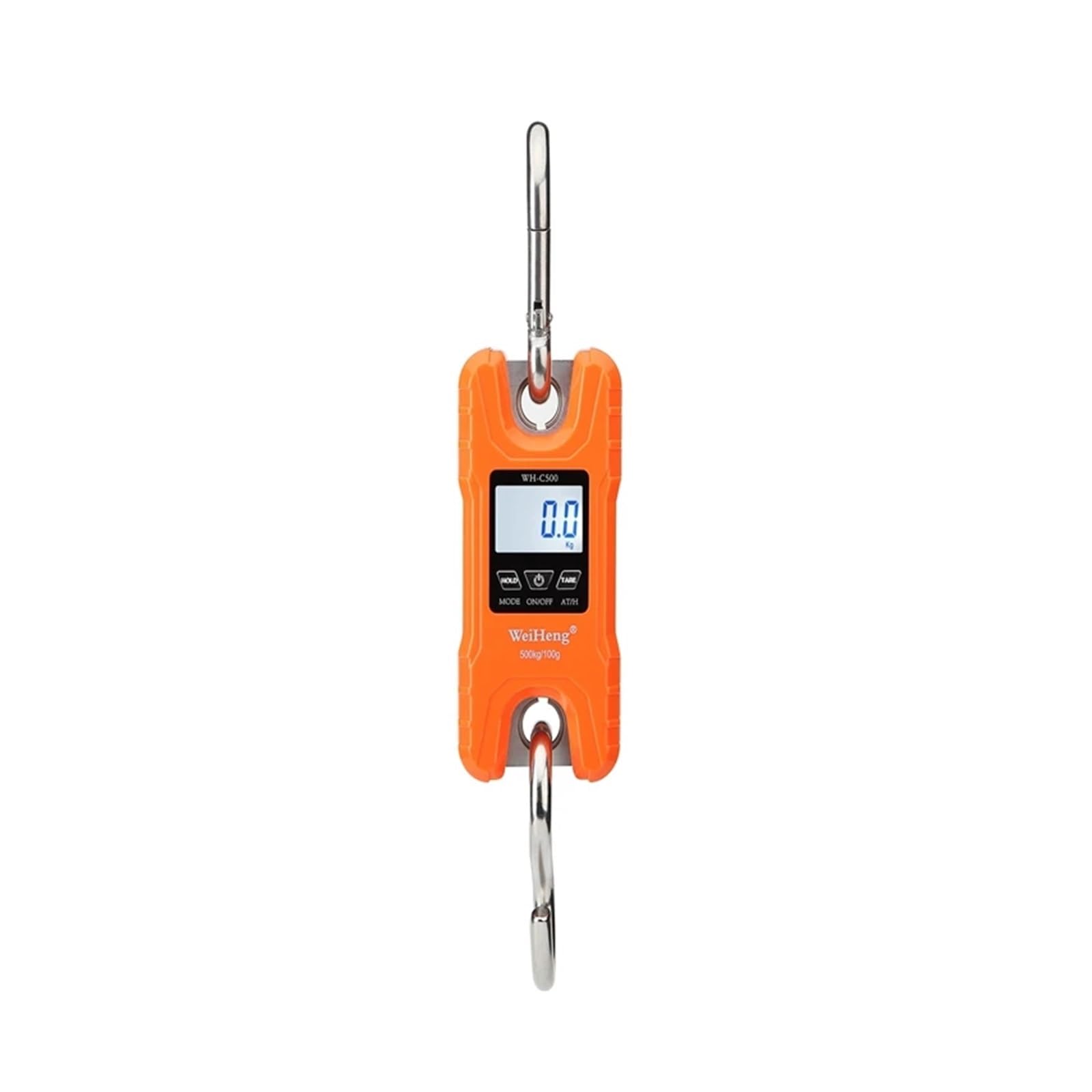 Bilancia for gru portatile digitale da 500 kg/100 g, in acciaio inox, con gancio, for bestiame, anello di pesatura, LCD retroilluminato(Orange)