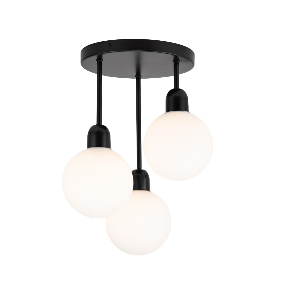 Cosylyte Broome Bathroom 3 Light Modern Opal Glass Ceiling Light - Matt Black Base, IP44, 34x34x44cm, 3xE14. Max. 10W LED (Bulb not Included)