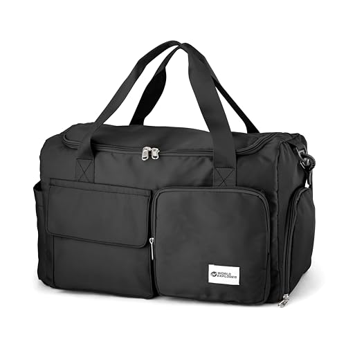 Travel Bag Sport Duffel Bag Gym Tote Bag for Men Women Large Capacity Portable Foldable Travel Lightweight Waterproof Overnight Bag, Carry Luggage Bag for Weekender Sports, Gym, Vacation Black