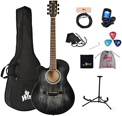 Winzz 40 Inches Acoustic Steel-string Guitar Beginner for Adults Students, Elegant Unique Color Design (Red)