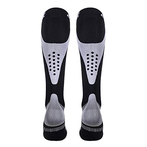 Image of CSX 20-30 mmHg Compression Socks for Men and Women, Knee High, Recovery Support, Athletic Sport Fit, Silver on Black, Medium
